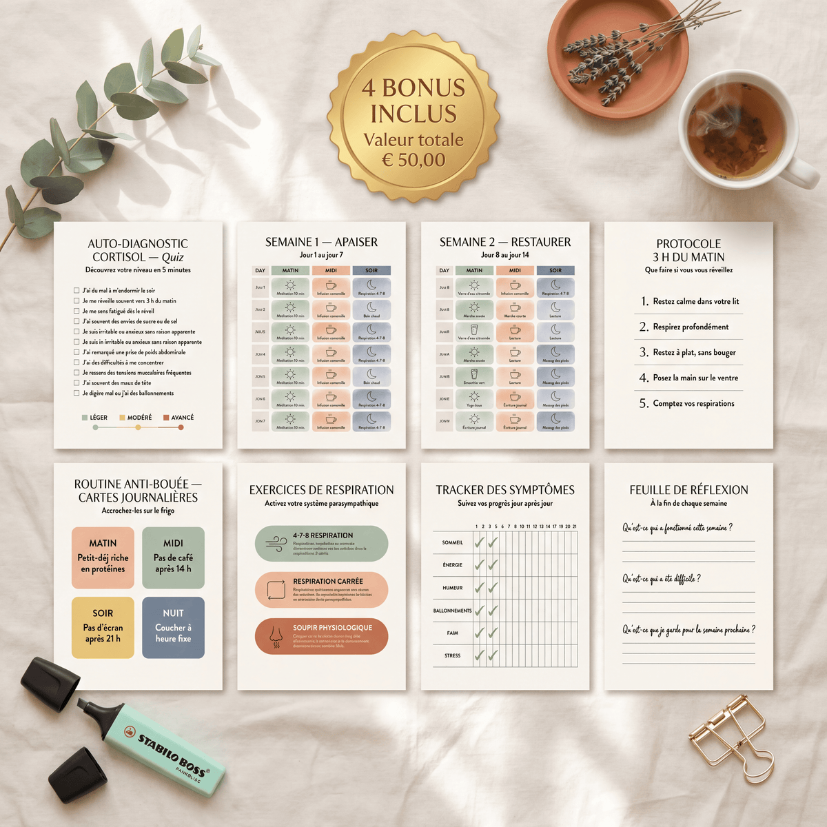 Le Protocole Cortisol Reset 21 Jours Manuel & Carnet d'Exercices